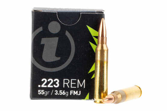 Igman 55-grain .223 Remington ammo with full metal jacket bullets. Box of 20.
